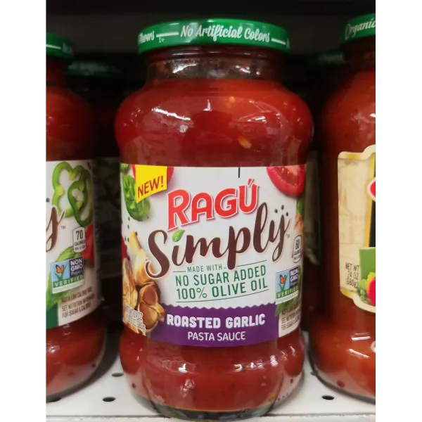 Ragu 라구 심플리 로스트 갈릭 파스타소스 x4팩 Simply Roasted Garlic Pasta Sauce(680g), 1개, 0g