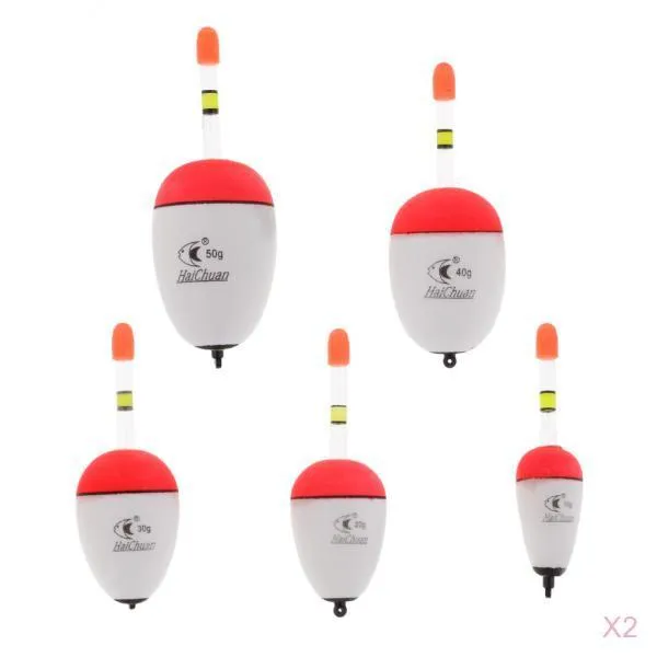 Fwt10pcs Eva 거품 수레 빛나는 낚시 부력 Bobber