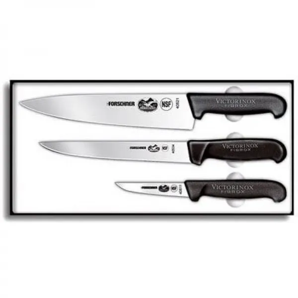 Victorinox 칼 붙이 3 종 요리사 세트 검은 색 피 브록 스 손잡이, 단일옵션, 단일옵션
