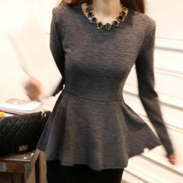 페플럼 블라우스 여성 쉬폰 정장 플라워