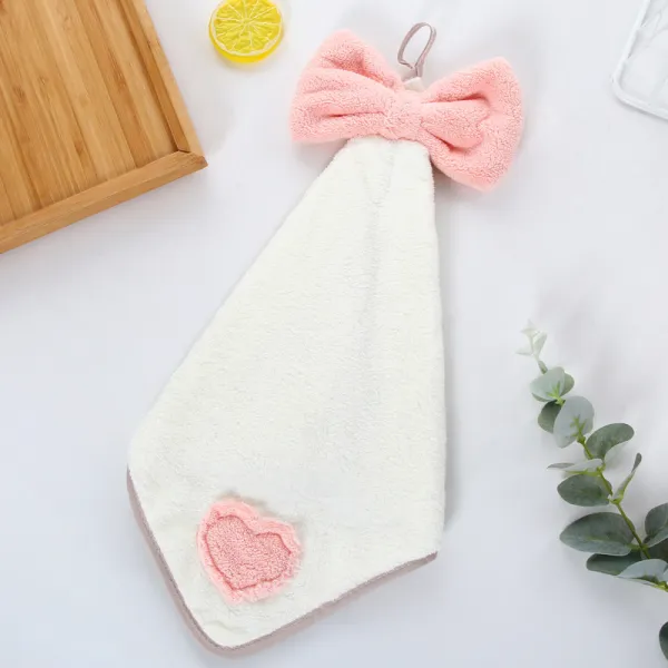 1+1뉴 고밀도 코랄 하트 아플리케 리본클러치 하트자수 숄 키친타올분포하다, 연베이지, 30*30