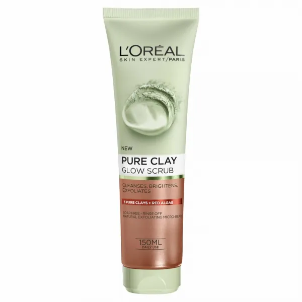 (영국직배) LOreal 로레알 클레이 스크럽 150ml 3팩 Pure Clay Red Algae Glow Face Scrub 150 ml