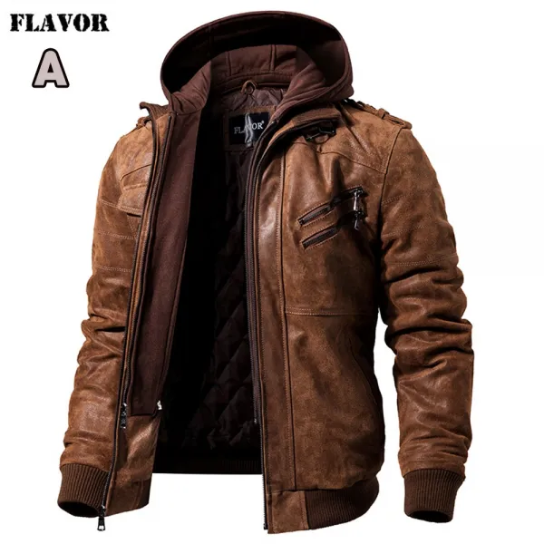 구쯔뱅 Flavor 아메리칸스타일 간절기 겨울 후드 가죽자켓