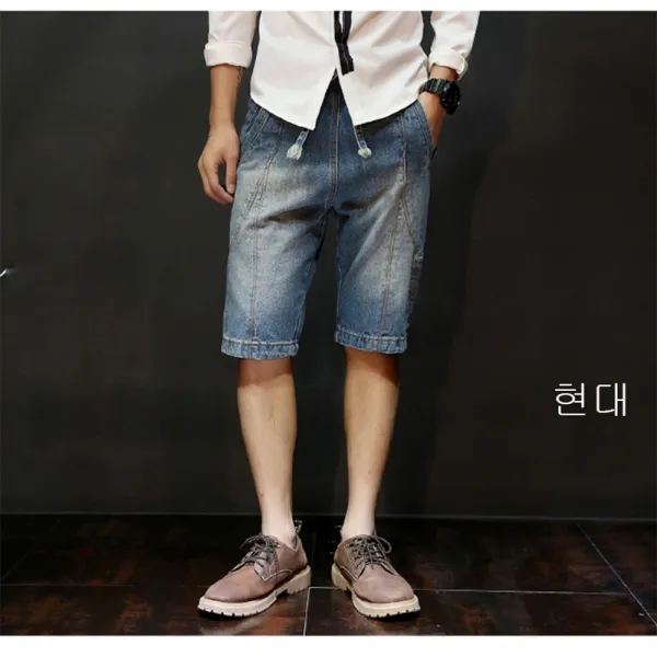 Qw 190627남성 빅 사이즈 데님 슬랙스여름캐주얼 바지 신상a03