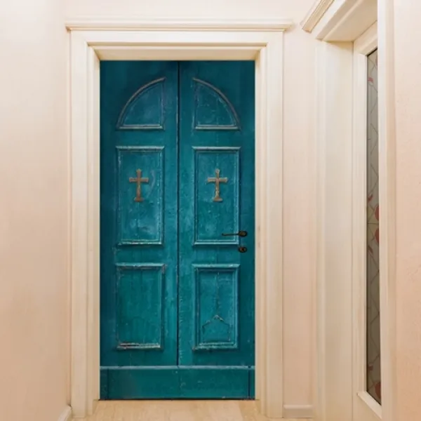 위드지저스 (현관문 시트지) 십자가 빈티지 WOODEN DOOR 택1 - 교회인테리어 기독교인테리어 입당인테리어 교회꾸미기 시트지, 3.민트