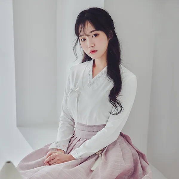 수설화 생활한복 순백 장저고리 생활한복(개량한복)