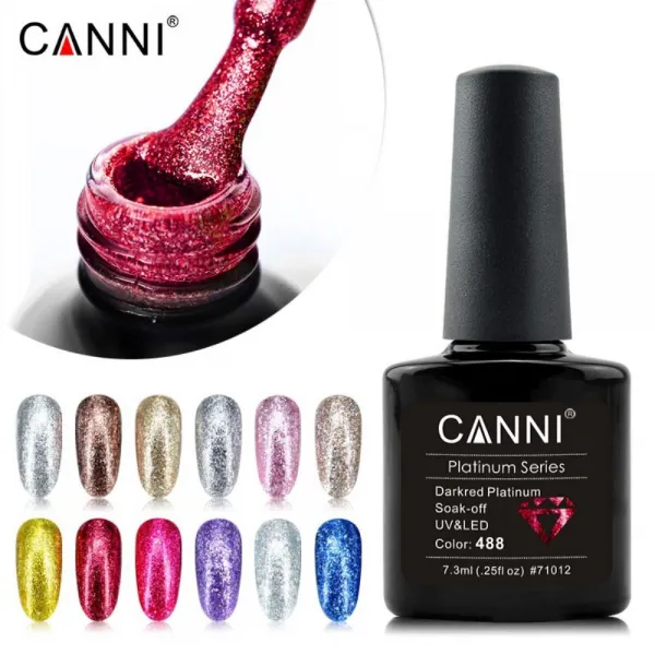 해외직구 Canni 7.3ml Uv Nail Gel Glitter Sequins Color Foil Shiny Gel 네일 아트 484