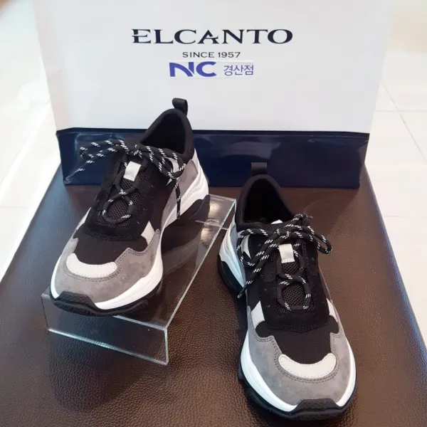 엘칸토 Nc경산점 여성 어글리 어블리 5cm 칼라믹스 스니커즈 소가죽+니트소재 접목한 캐주얼한 디자인의 여성 슈즈 Lcws57u94c