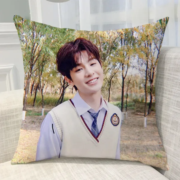 돌 연습생 저스틴 황명호 포옹 베개 주변 같은 소파 쿠션 자 사진 맞춤 생일 선물, 기본 45x45cm부드럽다 아기 융털