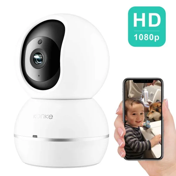 konke 무선 IP 카메라 클라우드 스토리지 양방향 오디오 동작 감지 나이트 비전 화이트와 Konke 1080P HD 와이파이 스마트, 단일상품