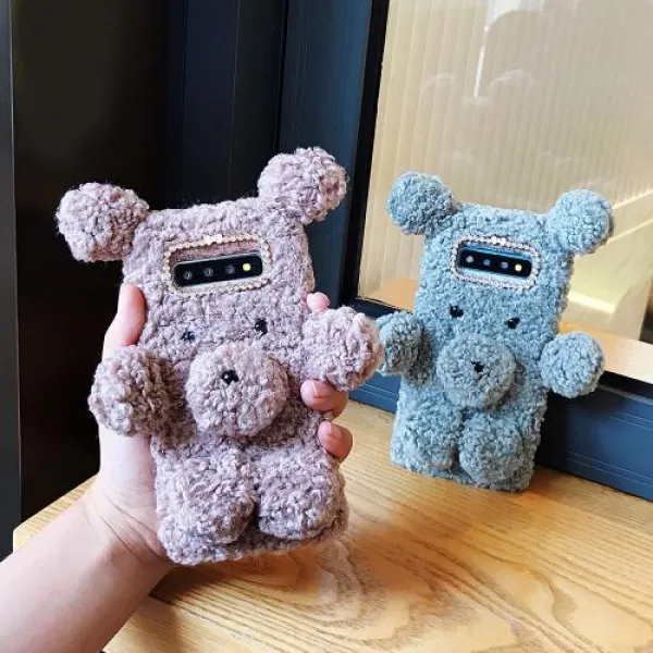 [바보사랑]갤럭시노트10플러스/노트9/노트8/s10 5g/s9 곰인형 털케이스, 1개, 갤럭시S105G/브라운MP1579