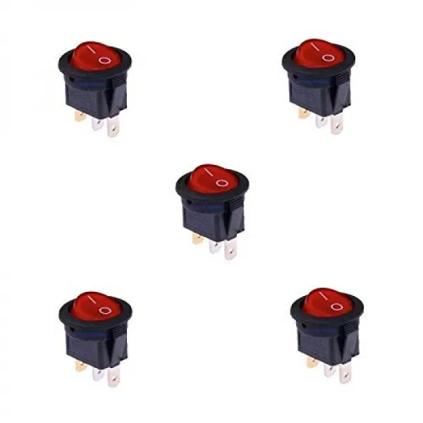 결과적으로 5 x 로커 스위치 적색 조명 3극 원형 조명 12 V, 1