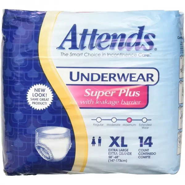 Super Plus 속옷 XL Extra Large Heavy Absorbency APP0740-14 개 팩 흰색 참석, 1