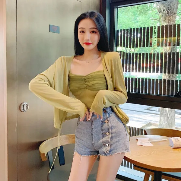 벨르비쥬 이레인 그물 나시가디건세트