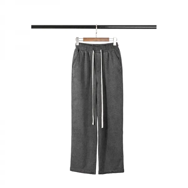 남자와이드팬츠 하이스트리트 에누리꾼 세척 빈티지 와이드팬츠 캐주얼 긴바지 루즈핏 일자핏 드롭 땅에끌리는 테리직물 운동 가디언팬츠 유행