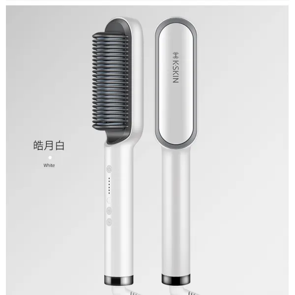 벼 김 스트레이트 브러쉬 자스테레이트 헤어 봉 고대기 직권투웨이 판겹내부 단추 슬립 소형 부목, 화이트 KD380