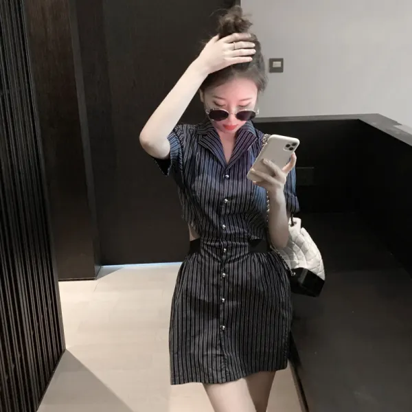 온고을샵 체크 셔츠원피스 산들바람 허리보정 슬림핏 프렌치시크 보이핏 볼륨 디자인 감각 작은 키 숏 여신 무드 점프슈트