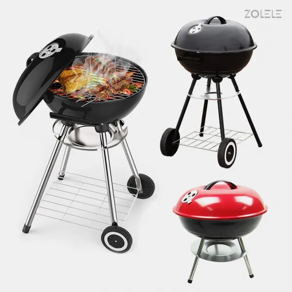 조엘리 캠핑용 애플 바베큐그릴 숯불 직화 훈제 BBQ 바베큐 구이 화로대, 57사이즈(블랙)