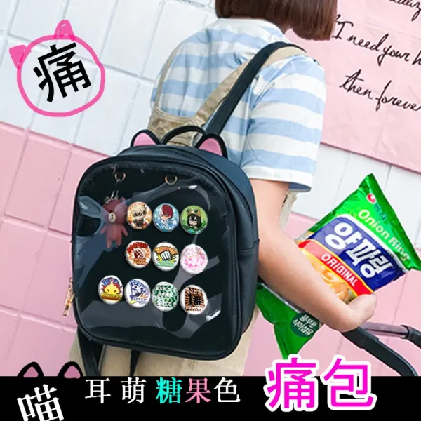 투명백팩 바겐세일 고양이귀 백팩 사각형 양어깨 전체투명