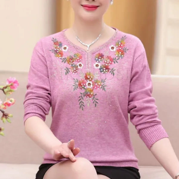 Kirahosi 중년 여성복 상의 고급 스웨터 엄마 얇은 니트 112호+덧신증정 Dgtr3sci