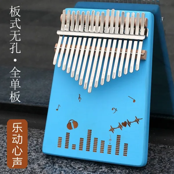 휴대용 Kakalimba 엄지 피아노 Kalimba17 톤 팀파니 Plectrum 성인 초보자 악기 17 톤 블루 하트 비트