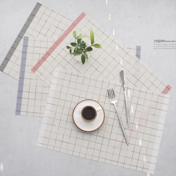 파스텔 체크 야외 테이블소품 개인매트 식탁유리대용 단일색상 블랙