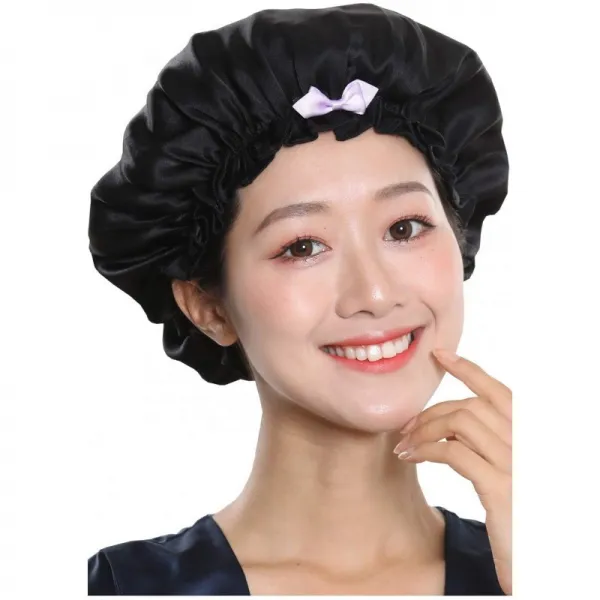 무니 나이트캡 실크 100 % 슈슈있는 집결 사양 전 5 색 (블랙), 1, 단일상품