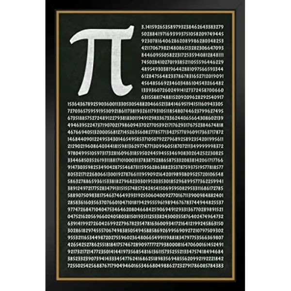 수학 번호 Pi 1801 Decimals 그리스 문자 수학 교실 과학 멋진 벽 장 Multi Color ／ 13178 Framed In Black Wood 14x20 In. 본상품 본상품