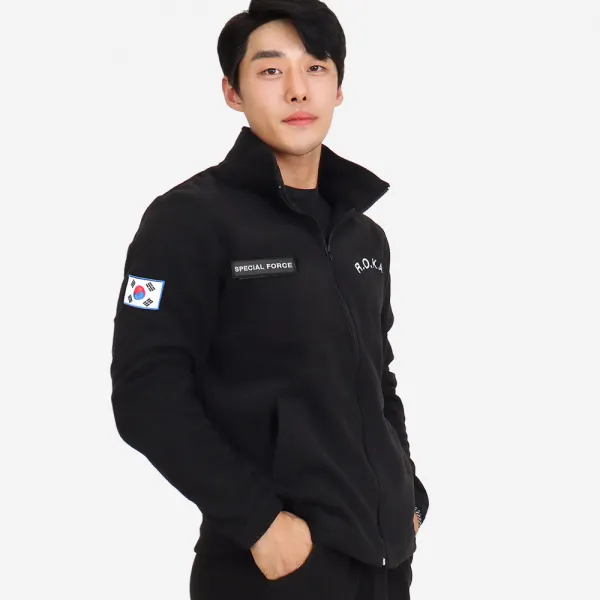 벨크로 자수 ROKA 로카후리스 검정 방한 검정 군인 학생 폴라 재킷