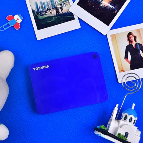 외장하드 [배송 패키지 | 할부 무이자] TOSHIBA / 도시바 모바일 하드 드라이브 2t 휴대 전화 암호화 애, 파란색입니다, 패키지 1 [실리콘 커버] 미끄럼 방지 낙후 스크래치