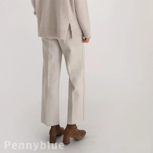 울100 팬츠 1044032 BOTTOM 모직 울팬츠 블랙 Black 브라운 Brown 카멜 Camel 아이보리