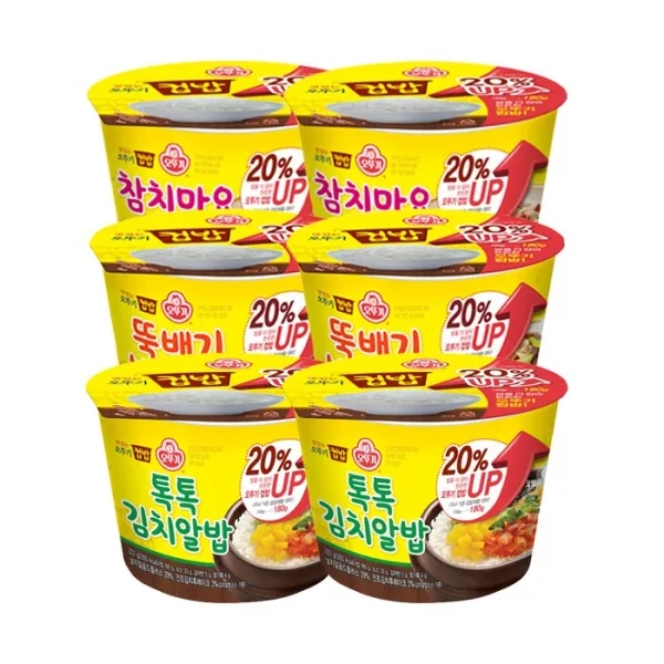 오뚜기 컵밥 증량20%업 3가지맛 2개씩 6개세트 골라담기 (김치찌개 미역국 제육덮밥 낙지덮밥 춘천닭갈비 뚝불 오삼불고기 김치참치 김치알밥 참치마요 진짬뽕밥 황태해장국)