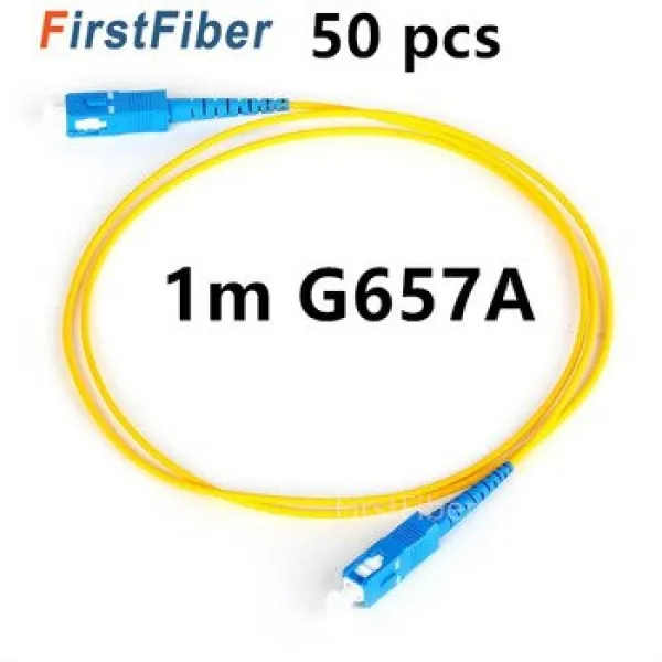 [해외] FIRSTFIBER 1 M 50 PCS SC UPCSC UPC G657A 광섬유 패치 케이블 점퍼 패치 코드 심플 렉스 2.0MM SM 벤드 무신경, 상세내용표시