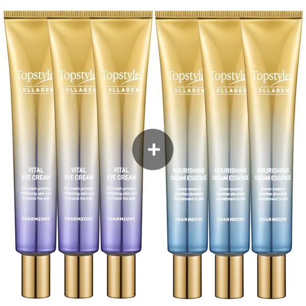 [눈밑주름 눈가주름 개선] 참존 탑스타일 눈가전용 콜라겐 아이크림 30ML+농축 크림 에센스 30ML, 아이크림3개+크림에센스3개+사은품(탈모샴푸 300ml)