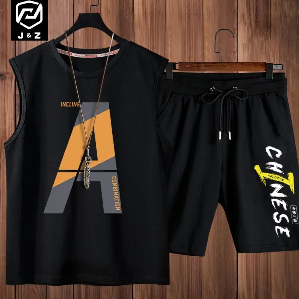 빅사이즈나시 남자 오버핏 와이드 루즈핏 티셔츠 트렌드 이니셜 민소매 순면 코튼 4828471159