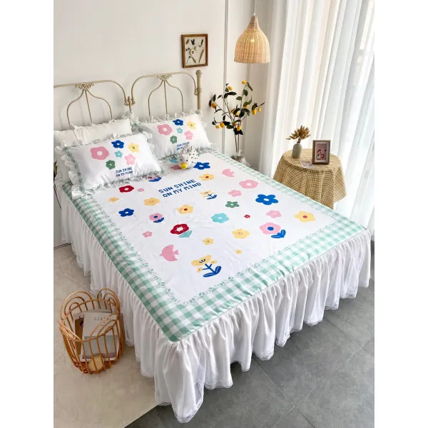 소녀마음 실얼음 쿨링시트 세탁기 가능 여름 침대스커트 1 5메터 스위트 에어컨 소프트 그린 격화몽