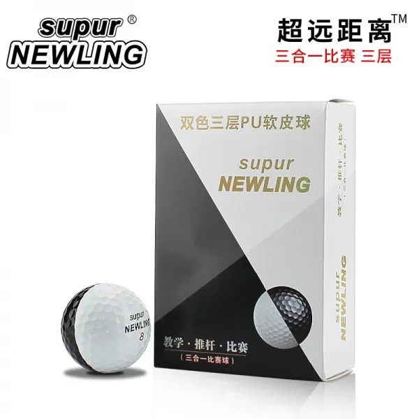 2피스골프공 골프 경기 탁구공 선물포장 Supur NEWLING2층 3층 컬러 퇴장, T04-3단 PU블랙화이트 경기 포함 6입자 탁구공