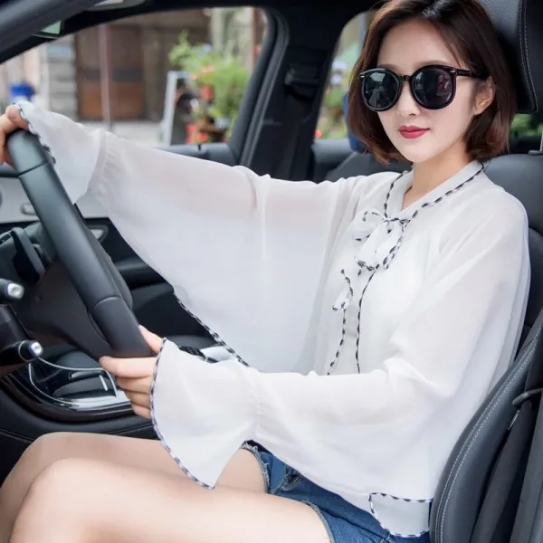 엘 레 카 선 케 이 프 녀 자외선 차단 드라이브 아웃 도 어 라이 더 선 케 어 여행 선크림 스카프 화이트