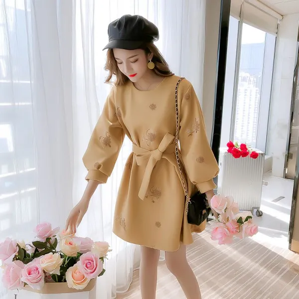 초록무역 가을신상 가을룩 모직 볼레로 랩 플레어원피스