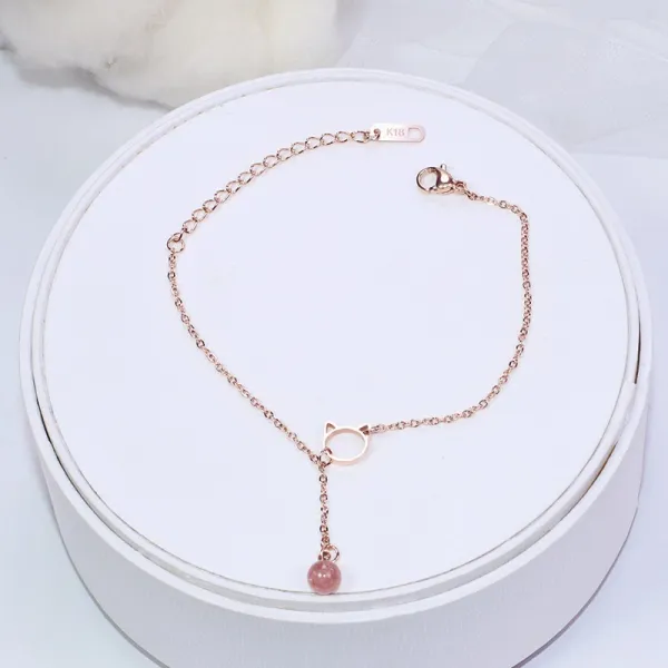 스더샵 심플 석 고양이 티타늄 플래팅 18 K 로즈 김 복권 당첨금 스타일리시 액세서리 여성 S011