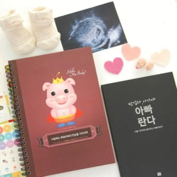 [텐바이텐] 엄마아빠가 함께 들려주는 꿀꿀이왕 태교일기 SET(초음파앨범), 기본문구,DEAR MOMENT자석보관함, 옵션선택