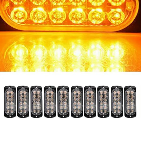 10Pc 노란 차 12는 비상 사태 경고 섬광 스트로브 빛 장비 막대기 트럭을지도했습니다, 01 Yellow light