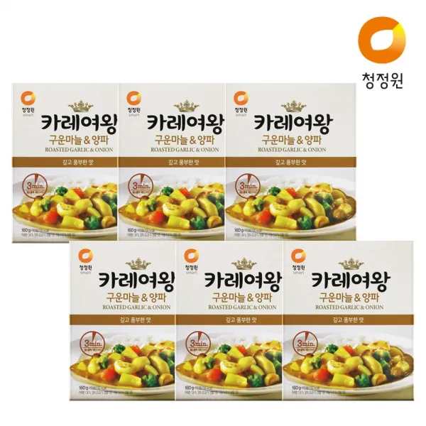 청정원 즉석 카레여왕 구운마늘&양파160g x6개, 6개, 160g