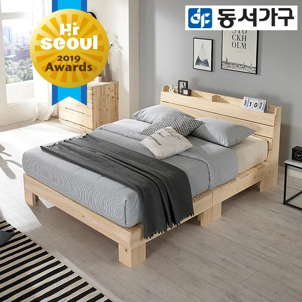 동서가구 2019서울어워드선정 숲 편백 헤드 슈퍼싱글 원목침대 프레임 DF638424, 내추럴