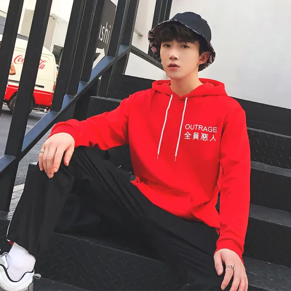 가디언 남풍 후드티 떨림음 동 슬림 남장 블루 남남 봄옷 히히하 맨투맨 운동, 인레드