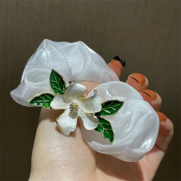 치자 꽃말 부드럽다 약속하다 머리 장식 금속 꽃 머리 장식 대장 머리띠 인어희 녹색 백단 머리띠 여자