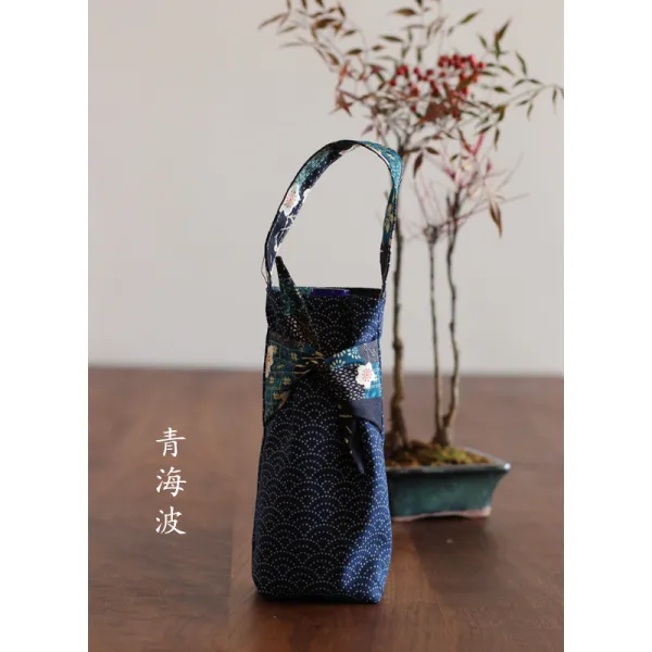 낭만테크 보리밭이 있다 인쇄함 일본 무드 스크래치방지 물병 휴대 가능함 물컵 보호케이스 컵주머니 청 해파