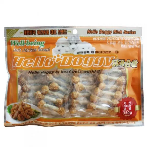 애견 간식 닭고기 라이스 덤벨(350g) 소화 안심 신선 본능충족, 1개