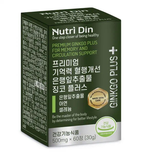 뉴트리딘 프리미엄 기억력 혈행개선 은행잎추출물 징코 플러스, 1개, 60정