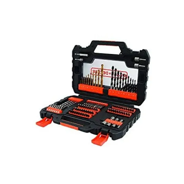 Black+Decker Bohrer- und Schrauberbit-Set (104-teiliges Metall- Holz- und Steinbohrer Stecknuess, 상세 설명 참조0